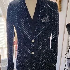 Men's Black Polka Dot Blazer
